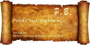 Petényi Barbara névjegykártya