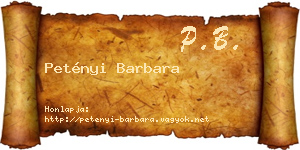 Petényi Barbara névjegykártya